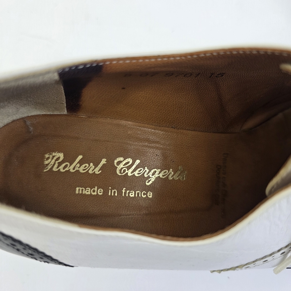 Robert Clergerie Leather Spectator Brogue Wingtip Oxford Shoes Black White Sz5.5 - Picture 15 of 16